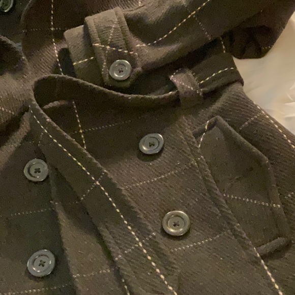 RW&Co smart black pinstripe check wool pea coat Sz S - Picture 2 of 4